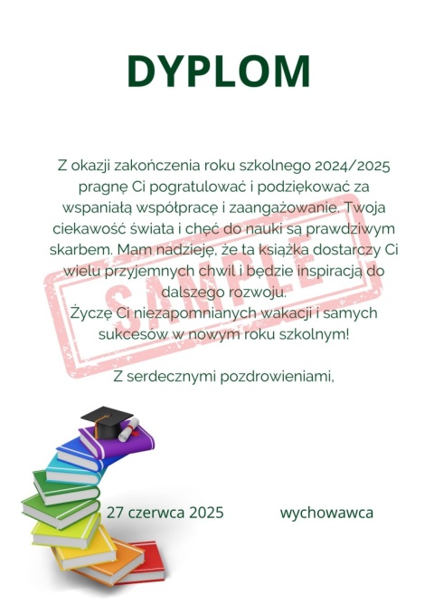 2025 Wkładki do nagród książkowych dla uczniów