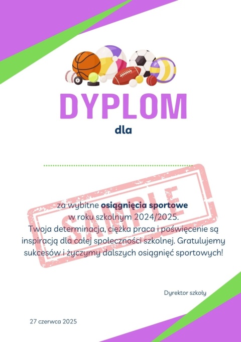 Dyplomy 2025 za osiągnięcia sportowe Dyplomy 2025 za osiągnięcia sportowe