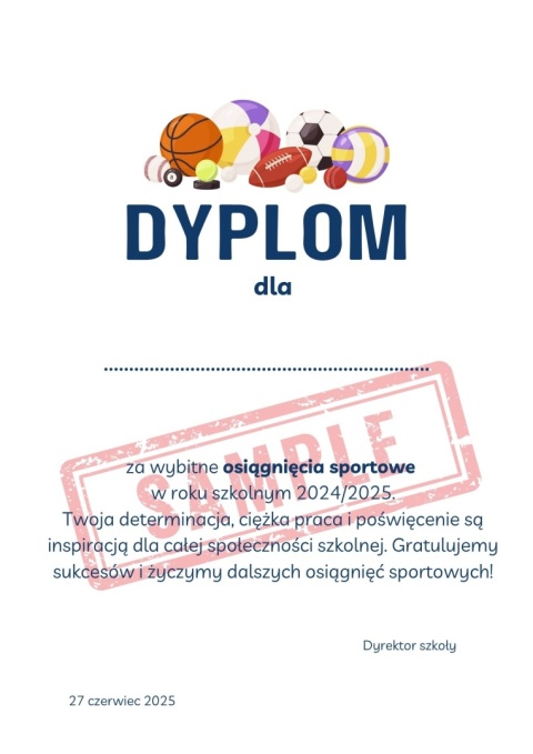 Dyplomy 2025 za osiągnięcia sportowe Dyplomy 2025 za osiągnięcia sportowe