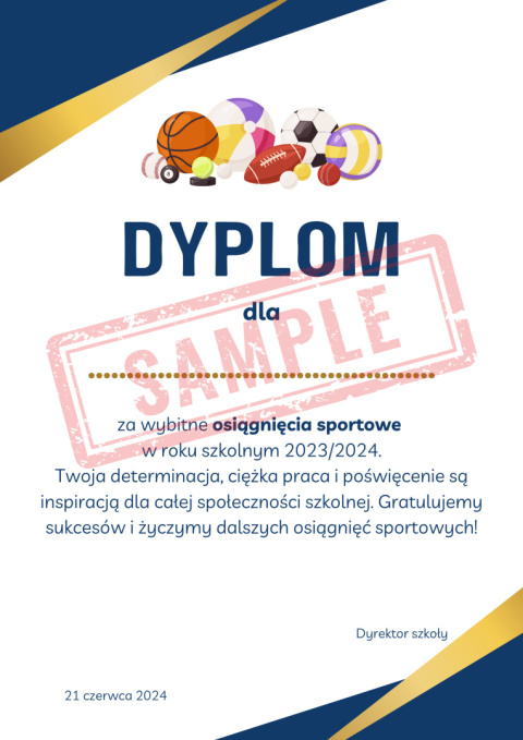 Dyplomy dla uczniów za wybitne osiągnięcia sportowe Dyplomy dla uczniów za wybitne osiągnięcia sportowe