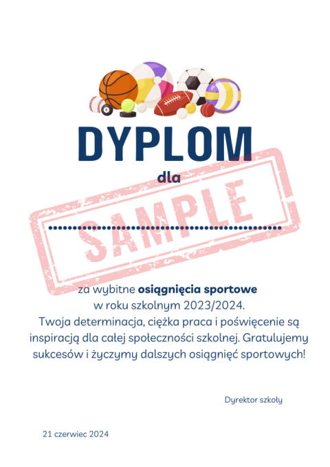 Dyplomy dla uczniów za wybitne osiągnięcia sportowe Dyplomy dla uczniów za wybitne osiągnięcia sportowe