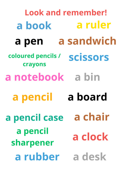 Flashcards - karty obrazkowe In the classroom poziom A1 Flashcards - karty obrazkowe In the classroom poziom A1